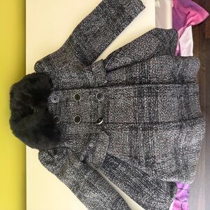 Rothschild Tweed Kids Pea Coat with Faux Fur Collar